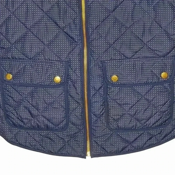 Catherine Malandrino Quilted Polka Dot Vest S Navy White Gold - Picture 7 of 10